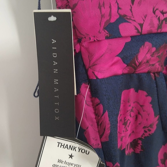 Aidan Mattox Floral Print Sleeveless Cocktail Dress in Fuchsia Multi - Picture 13 of 14